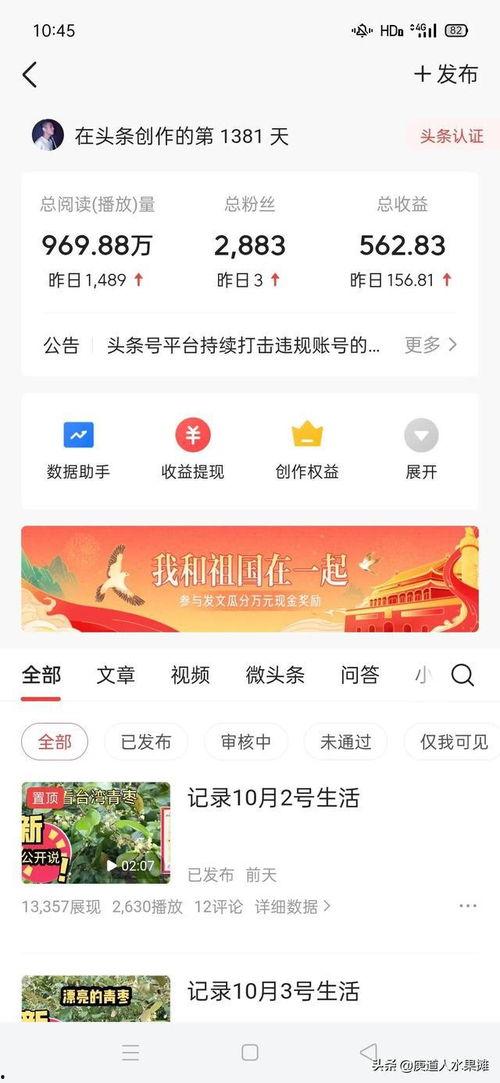 头条上的收益是多少,月入过万不再是梦！